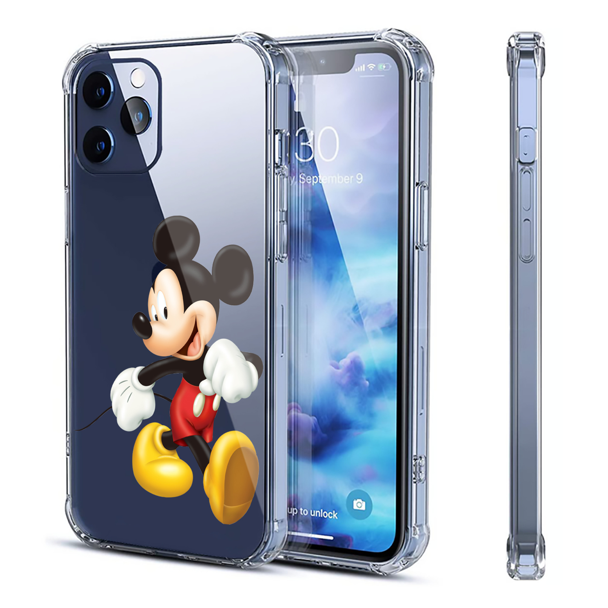（画像用） ミッキーマウス Mickey Mouse 【iPhone 12シリーズ対応】透明スマホケース（クリアソフトケース）